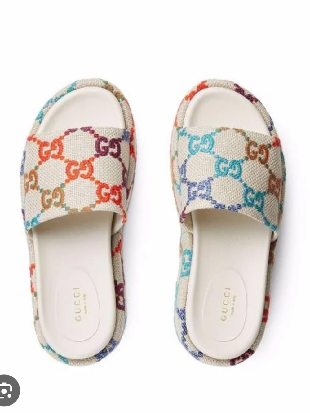 Gucci platform multicolor monogram slide sandals